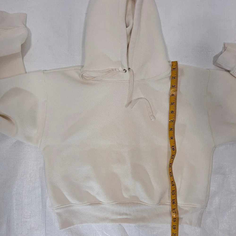 J. Crew Ivory Heritage Fleece Cropped Hoodie